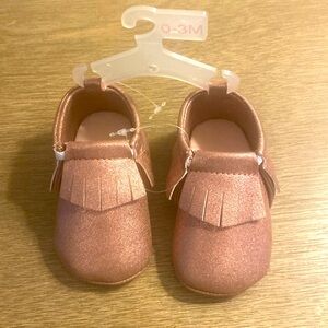 Baby Moccasins Cute Pink Sparkly Size 0 - 3 Months NEW!